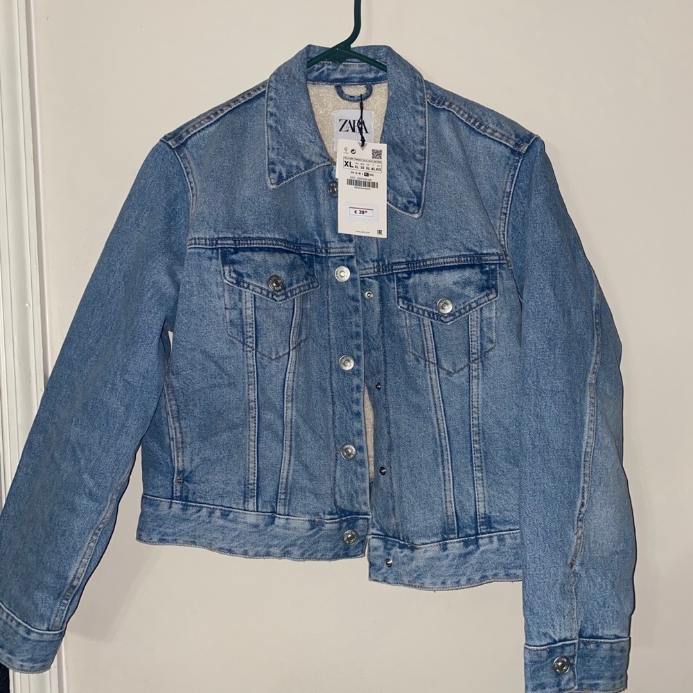 Zara Denim Jacket with Faux Shearling